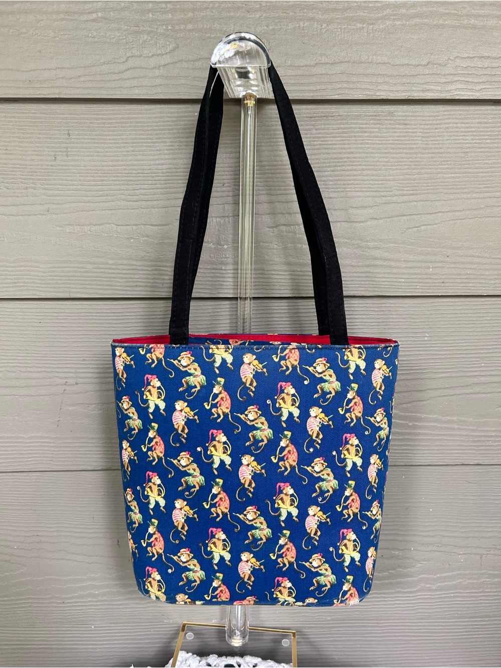 Vintage Whimsical Musical Monkeys Print Shoulder Bag